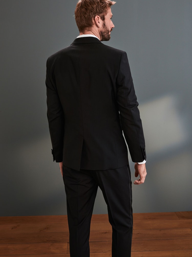 Noir - Slim Fit (Slim Fit) - Veste de costume Signature Tollegno italienne en laine - Image 3 of 10