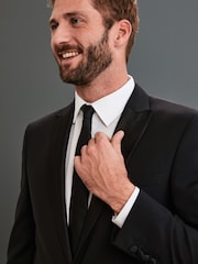 Black Slim Fit Signature Tollegno Italian Wool Suit Jacket - Image 5 of 10