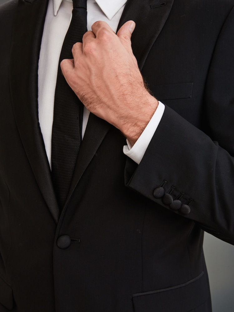 Noir - Slim Fit (Slim Fit) - Veste de costume Signature Tollegno italienne en laine - Image 6 of 10
