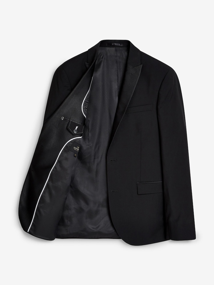 Noir - Slim Fit (Slim Fit) - Veste de costume Signature Tollegno italienne en laine - Image 8 of 10