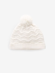 White Knitted Baby Pom Hat (0mths-2yrs) - Image 1 of 4