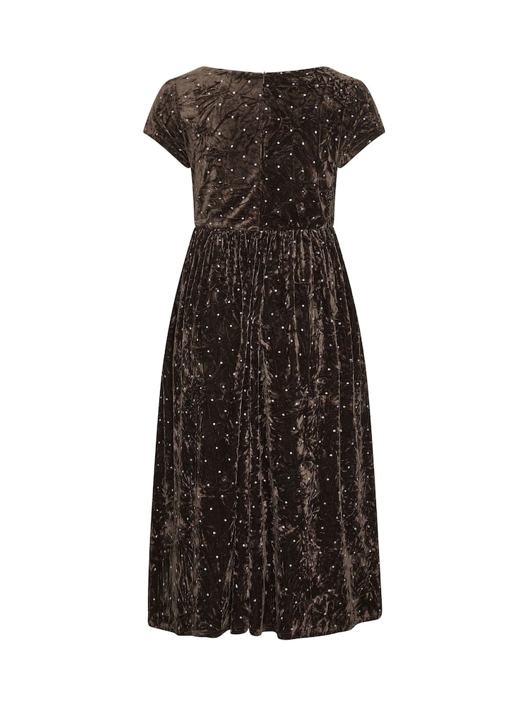 Yours Curve Brown London Crushed Velvet Glitter Skater Dress - Image 6 of 6 Yours Curve Brown London Crushed Velvet Glitter Skater Dress - Image 6 of 6