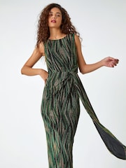 Roman Green Floral Stretch Scuba Midi Dress - Image 1 of 5