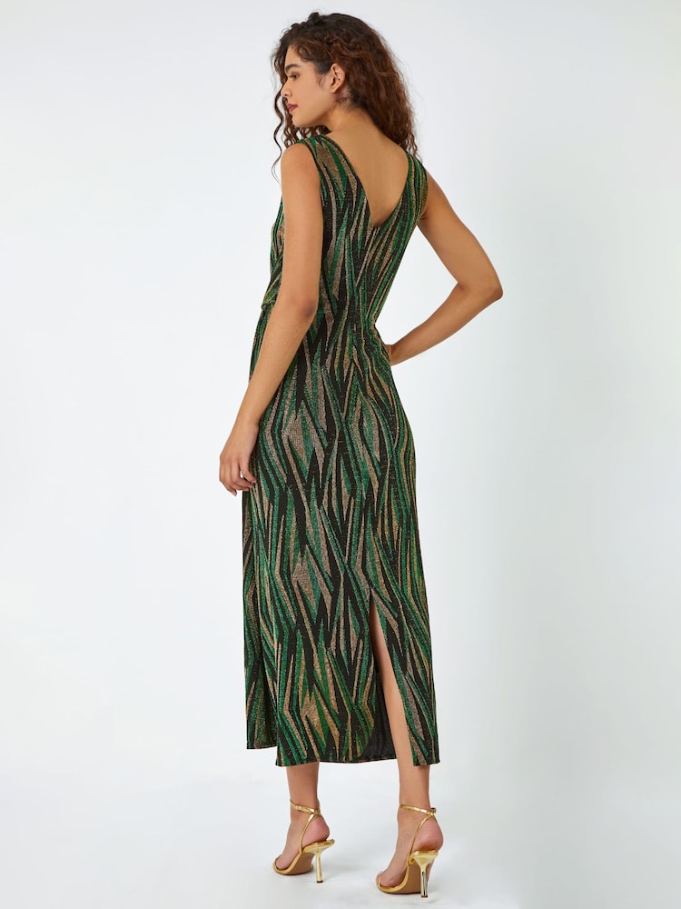 Roman Green Floral Stretch Scuba Midi Dress - Image 2 of 5