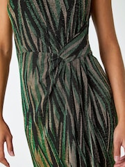 Roman Green Floral Stretch Scuba Midi Dress - Image 5 of 5