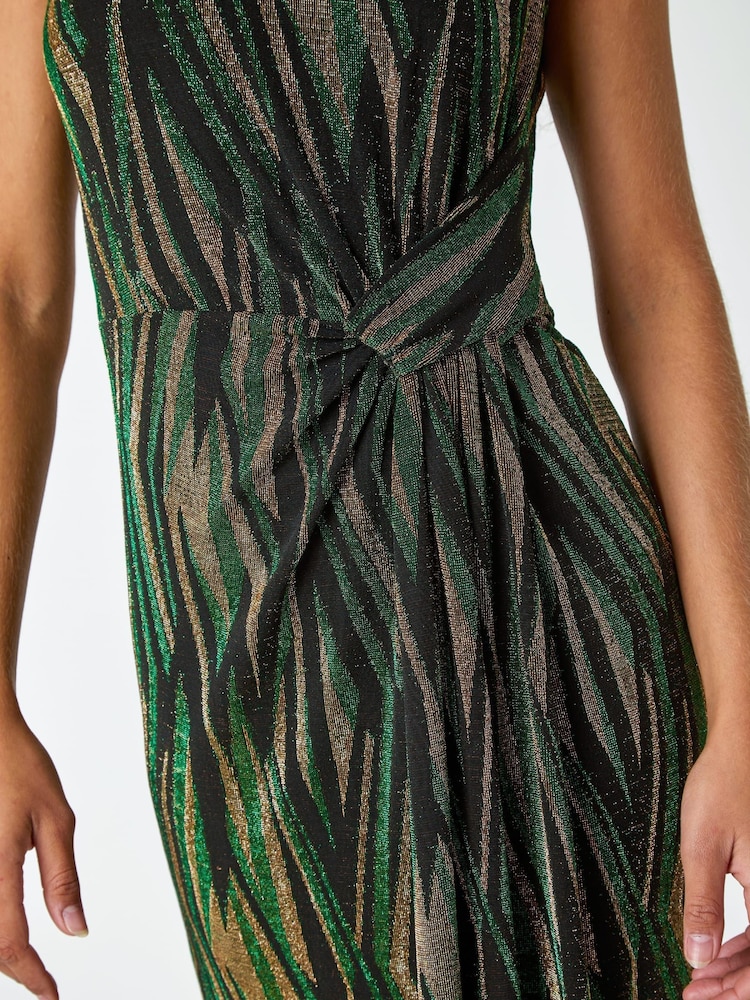 Roman Green Floral Stretch Scuba Midi Dress - Image 5 of 5