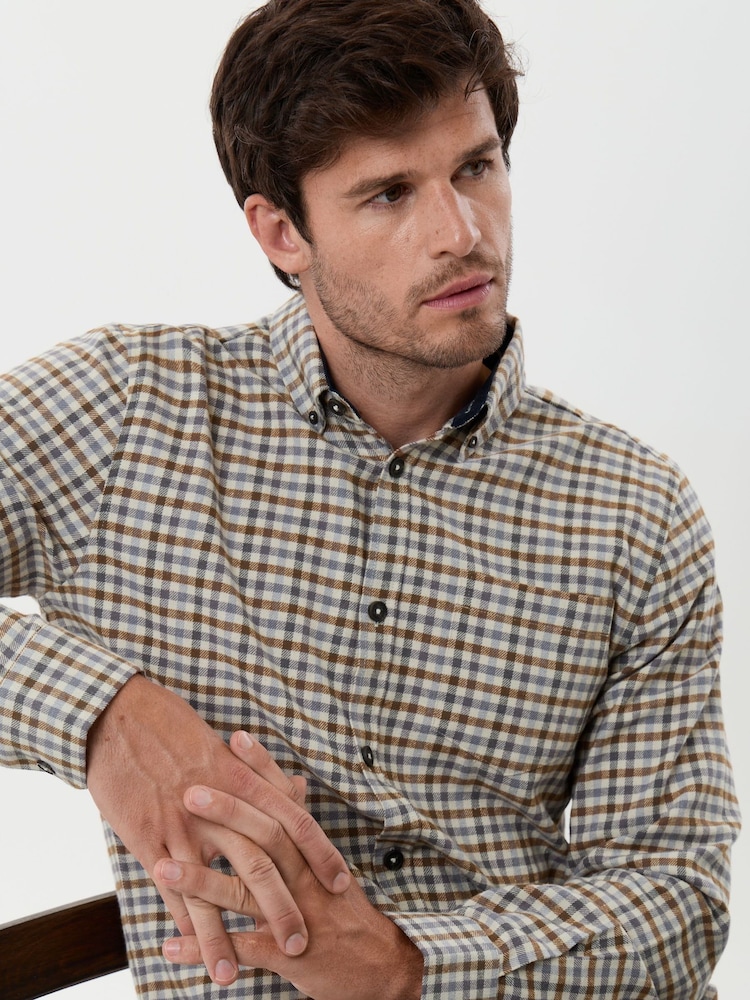 Saltwell Cream Brushed Cotton Long Sleeve Shirt - Image 1 of 5