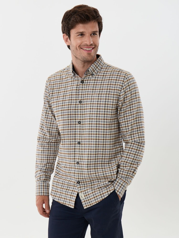 Saltwell Cream Brushed Cotton Long Sleeve Shirt - Image 2 of 5