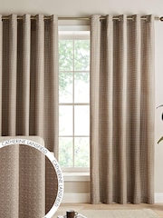 Catherine Lansfield Natural Textured Thermal Lined Eyelet Curtains - Image 1 of 3