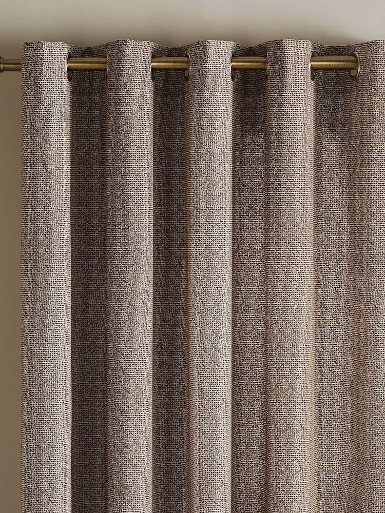 Catherine Lansfield Natural Textured Thermal Lined Eyelet Curtains - Image 2 of 3