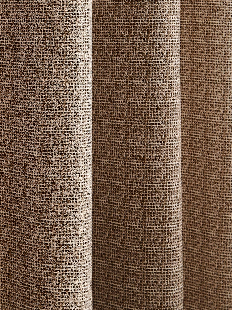 Catherine Lansfield Natural Textured Thermal Lined Eyelet Curtains - Image 3 of 3