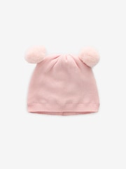 Pink Baby Delicate Double Pom Hat (0mths-2yrs) - Image 1 of 3
