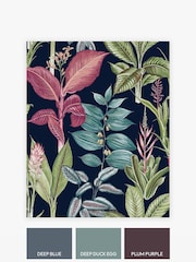Blue Fantasy Rainforest Leaves Multi 10M Wallpaper - Image 3 of 4