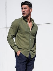 Хаки - Мягкая хлопковая рубашка с длинными рукавами Blend Threadbare - Изображение 1 из 5