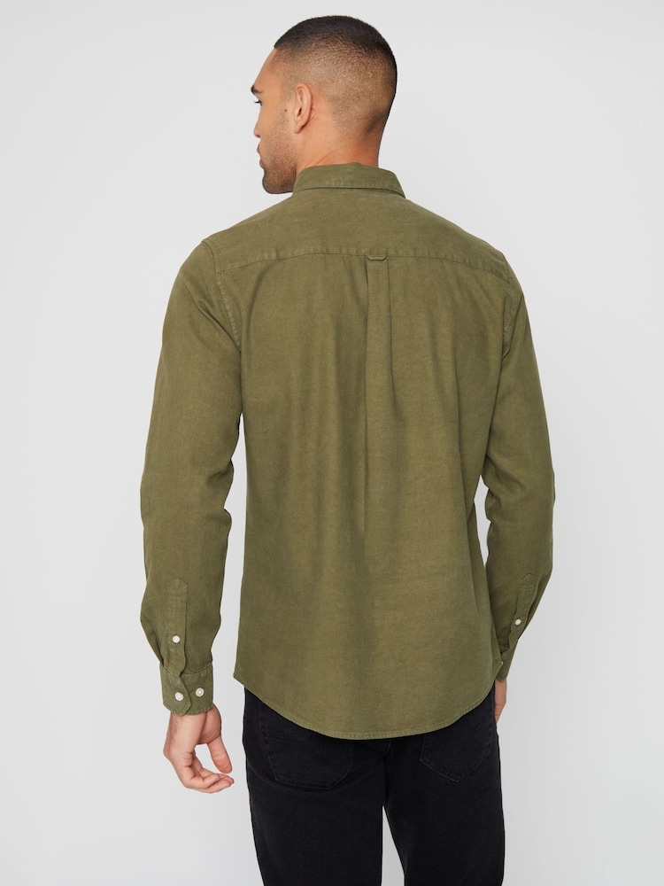Хаки - Мягкая хлопковая рубашка с длинными рукавами Blend Threadbare - Изображение 2 из 5 Хаки - Мягкая хлопковая рубашка с длинными рукавами Blend Threadbare - Изображение 2 из 5