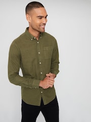Хаки - Мягкая хлопковая рубашка с длинными рукавами Blend Threadbare - Изображение 3 из 5