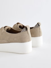 Taupe Slip On Signature Forever Comfort® Leather Suede Chunky Wedge Platform Trainers - Image 6 of 8