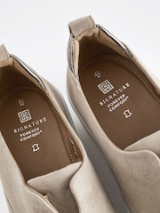 Taupe Slip On Signature Forever Comfort® Leather Suede Chunky Wedge Platform Trainers - Image 7 of 8