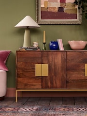 Swoon Brown Banner Mango Wood 4 Door Sideboard - Image 1 of 8