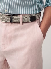 Pink - Chinoshorts aus Baumwoll-Leinen mit Gürtel - Bild 4 von 8