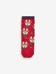 marine - Lot de 3 chaussettes en coton riche en scène de Père Noël - Image 2 of 4