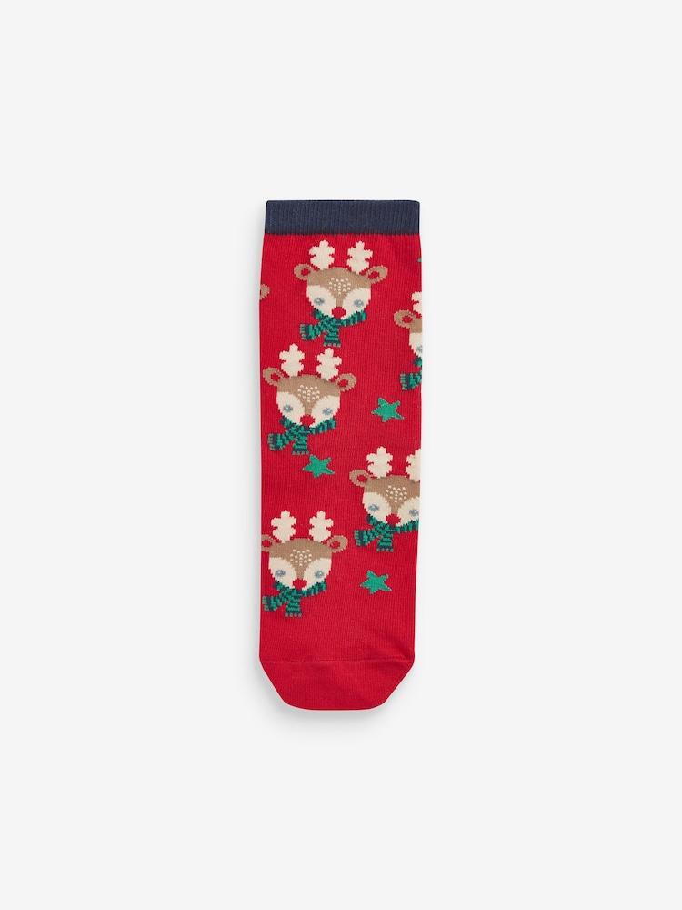 marine - Lot de 3 chaussettes en coton riche en scène de Père Noël - Image 2 of 4