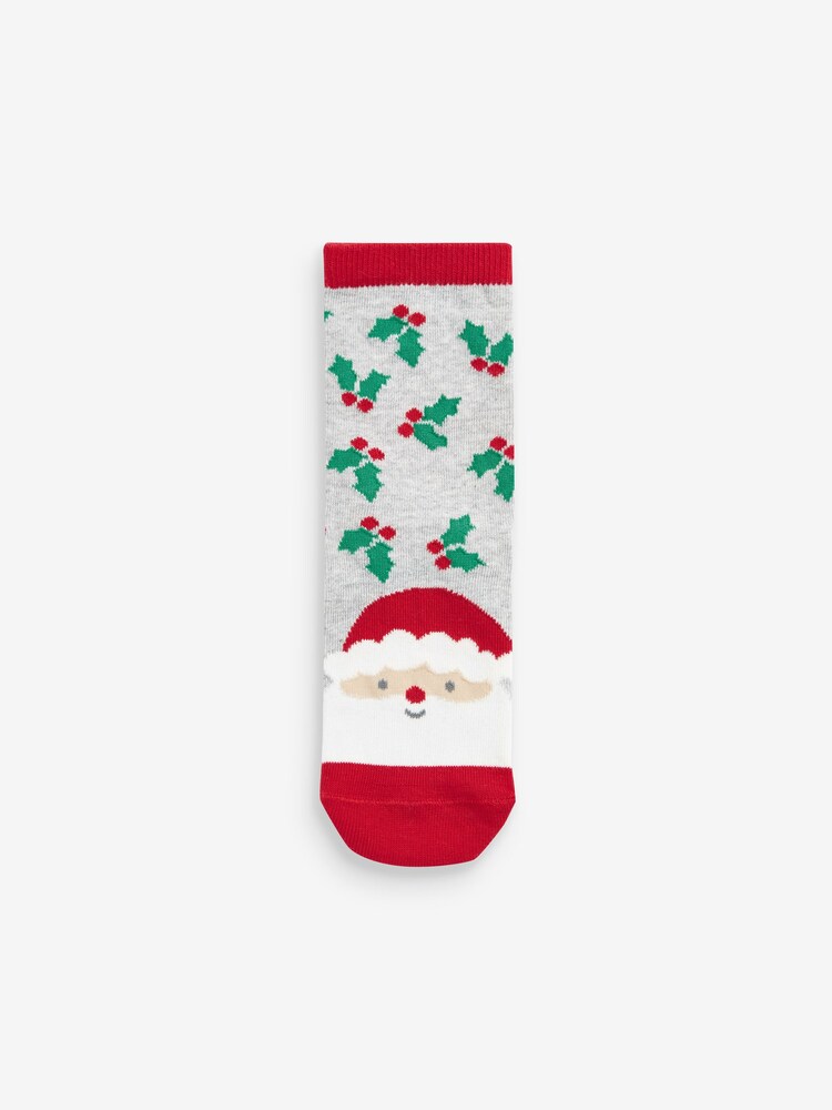 marine - Lot de 3 chaussettes en coton riche en scène de Père Noël - Image 3 of 4