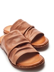 Moda in Pelle Brown Jerri Leather Ruched Sandals With Stud Detail - Image 3 of 4