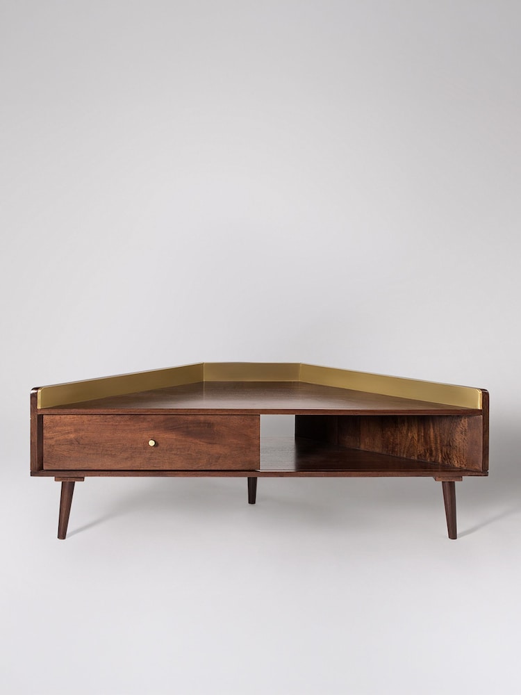 Swoon Brown Fresco Mango Wood Corner TV Unit, Up to 43 inch - Image 2 of 5 Swoon Brown Fresco Mango Wood Corner TV Unit, Up to 43 inch - Image 2 of 5
