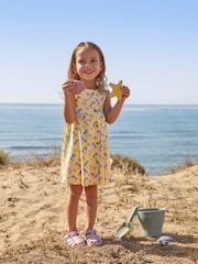 JoJo Maman Bébé Yellow Puffin Print Button Through Dress - Image 1 of 5