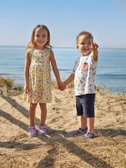 JoJo Maman Bébé Yellow Puffin Print Button Through Dress - Image 3 of 5