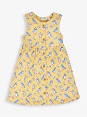 JoJo Maman Bébé Yellow Puffin Print Button Through Dress - Image 4 of 5