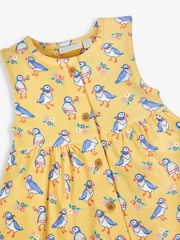JoJo Maman Bébé Yellow Puffin Print Button Through Dress - Image 5 of 5