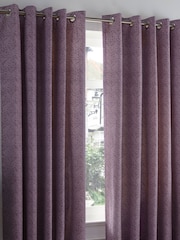 Dreams & Drapes Purple Hanworth Leaves Lined Eyelet Curtains - Image 1 of 1