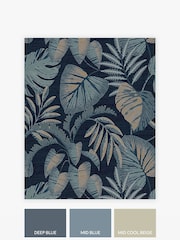 Navy Jungle Leaves 10M Wallpaper - Image 3 of 4