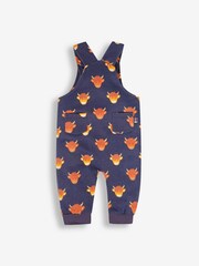JoJo Maman Bébé Navy Blue Highland Cow Dungarees & Stripe Top Set - Image 2 of 5