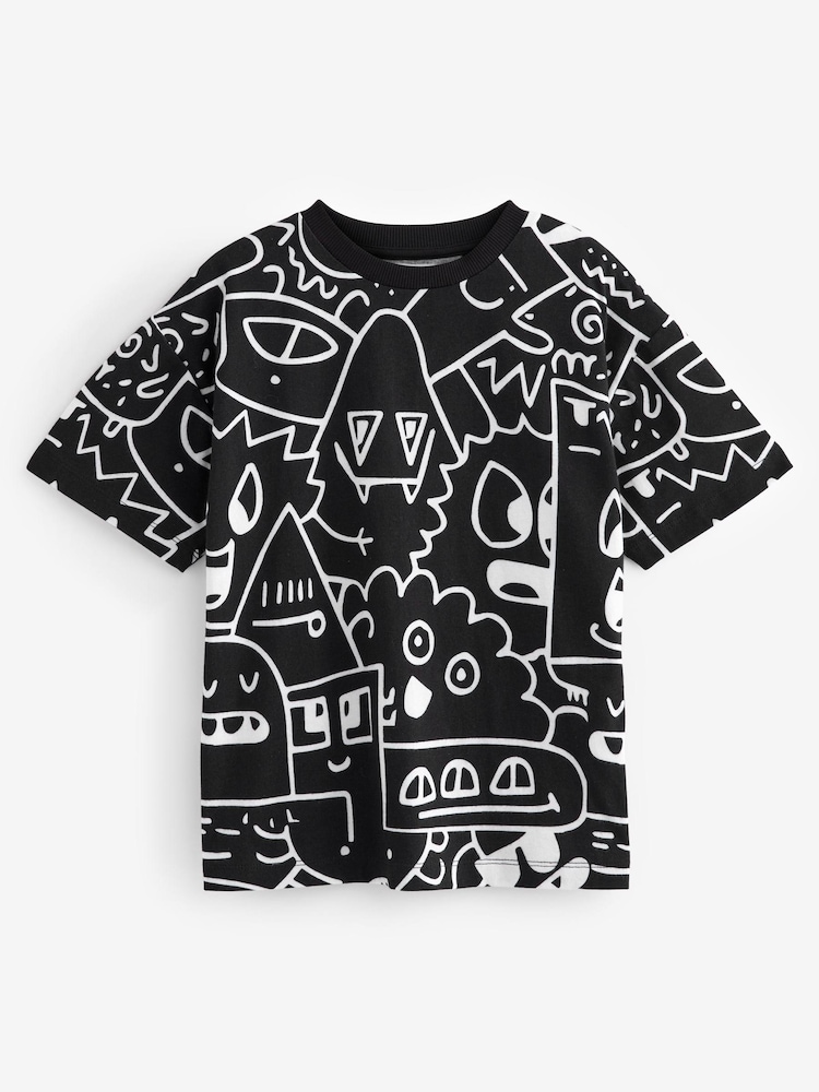 Black/White Doodle Boy Licensed T-Shirt (3-16yrs) - Image 1 of 4