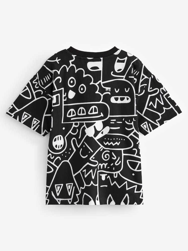 Black/White Doodle Boy Licensed T-Shirt (3-16yrs) - Image 2 of 4