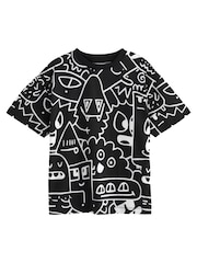 Black/White Doodle Boy Licensed T-Shirt (3-16yrs) - Image 4 of 4