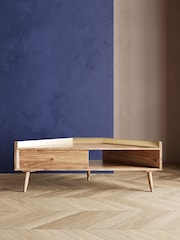 Swoon Natural Fresco Mango Wood Corner TV Unit, Up to 43 inch - Image 1 of 5