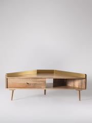 Swoon Natural Fresco Mango Wood Corner TV Unit, Up to 43 inch - Image 2 of 5