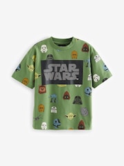 Khaki Green Licensed Star Wars All Over Print 100% Cotton Short Sleeve T-Shirt (3-16yrs) - Image 1 of 4