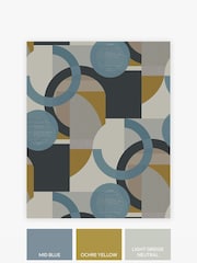 Blue Retro Geometric Shapes 10M Wallpaper - Image 3 of 4