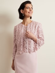 Phase Eight Pink Daisy Lace Jacket - Image 2 of 7
