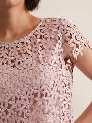 Phase Eight Pink Daisy Lace Midi Dress - Image 6 of 8