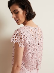 Phase Eight Pink Daisy Lace Midi Dress - Image 7 of 8