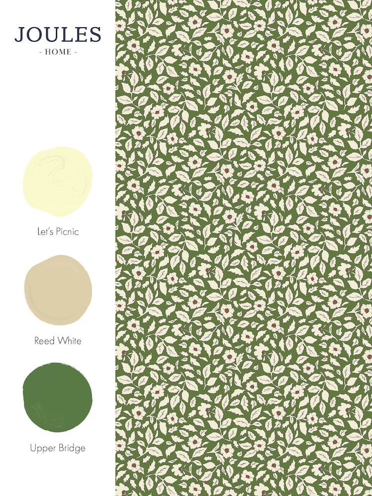 Joules Green Ditsy Floral Print 10M Wallpaper - Image 4 of 4 Joules Green Ditsy Floral Print 10M Wallpaper - Image 4 of 4