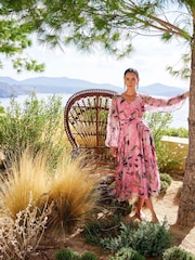 Phase Eight Pink Petite Lina Printed Midi Dress - Image 1 of 7
