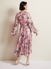 Phase Eight Pink Petite Lina Printed Midi Dress - Image 3 of 7