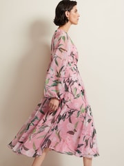 Phase Eight Pink Petite Lina Printed Midi Dress - Image 4 of 7